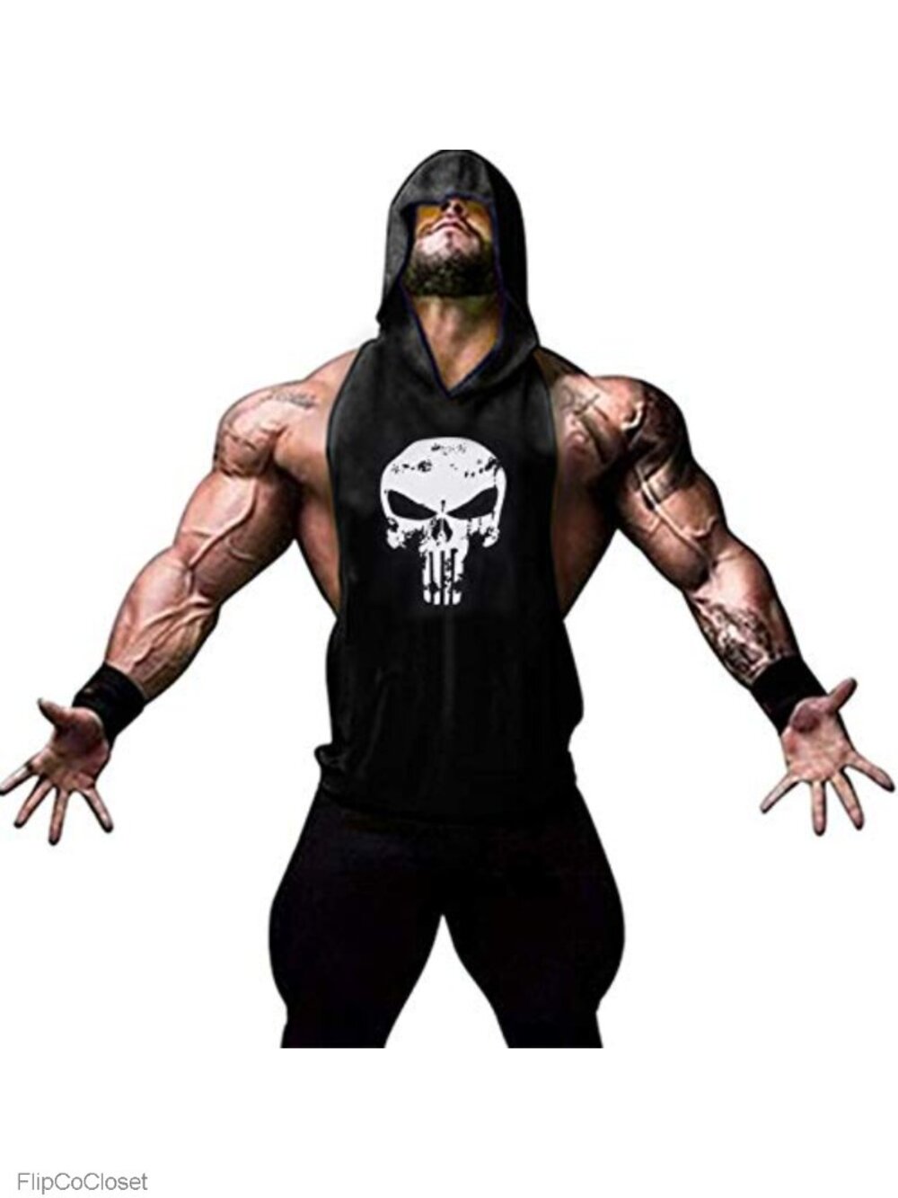 Men's Workout Hooded Tank Top Muscle Shirt Sleeveless Gym Hoodie